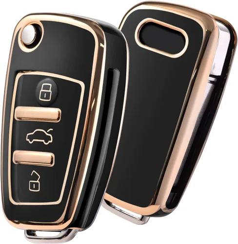 Vista 7 de ELOHEI Funda para llavero Audi, funda de TPU suave de alta calidad, protección completa, compatible con Audi A1 A3 Q3 Q7 R8 A6L TT (negro)