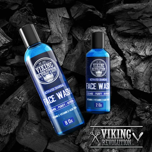 Vista 2 de Viking Revolution Jabón facial de carbón para hombres, elimina la suciedad y las toxinas, agente de limpieza de la piel, limpia, purifica