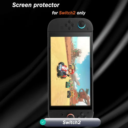 Vista 2 de 1 protector de pantalla de vidrio templado compatible con Nintendo Switch 2, dureza 9H, arañazos, película transparente HD, fácil de instalar