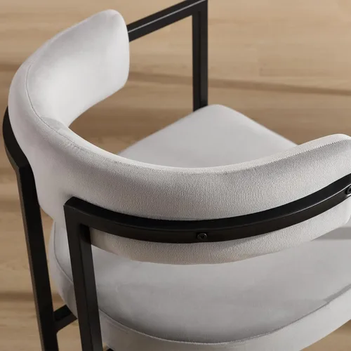 Vista 5 de Juego de 2 sillas de comedor de terciopelo gris, sillas de comedor modernas con respaldo cómodo, silla de comedor tapizada, sillón decorativo