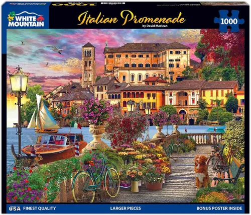 Vista 2 de White Mountain Rompecabezas de 1000 piezas de paisaje escénico de Italia con piezas grandes para adultos y familia de 24 x 30 pulgadas - Paseo