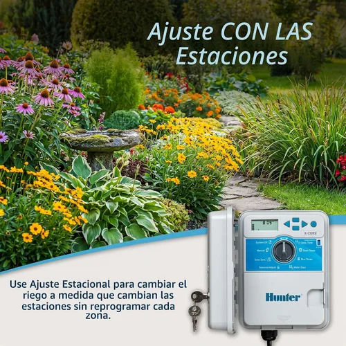 Vista 4 de Hunter X-Core - Temporizador de rociadores de 4 zonas, controlador de rociadores para interiores y exteriores