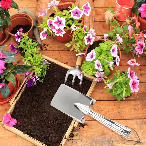 Vista 6 de Generic Pala de jardín de acero inoxidable - Mini paleta de mano para plantar trasplante y aflojar el suelo - Herramienta duradera de jardinería al