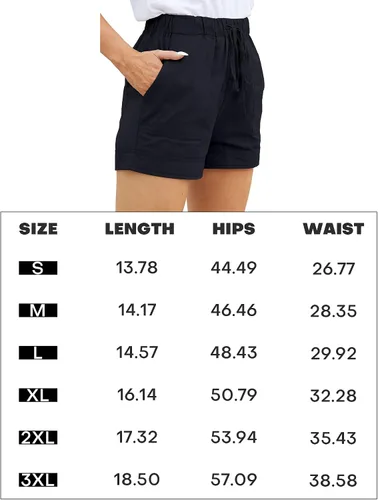 Vista 6 de Pantalones cortos cómodos con cordón para mujer, cintura elástica, bolsillos, ajuste holgado, talla grande