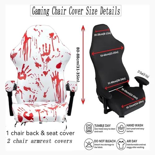 Vista 5 de Fundas para sillas de videojuegos, elásticas, extraíbles y lavables, fundas protectoras para sillas reclinables para computadora con funda