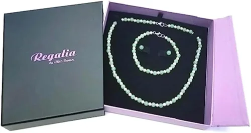 Vista 7 de . Collar de plata de ley 925 genuina de 0.236 in de jade y perlas cultivadas de agua dulce, pulsera y aretes de tuerca
