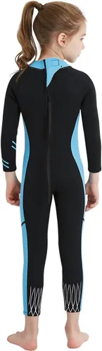 Vista 4 de DIVE & SAIL Traje de neopreno de 0.098 in para niños, manga larga, protección UV, traje de baño térmico