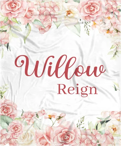 Vista 25 de Manta de bebé personalizada para niñas y niños pequeños, recién nacidos, regalos personalizados de vaca floral con nombre y texto, 40 x 30 pulgadas