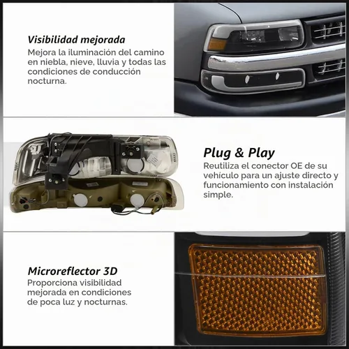 Vista 4 de AJP Distributors Juego de faros LED DRL con barra de tubo + esquinas parachoques de señal de conducción de señal izquierda derecha Carcasa