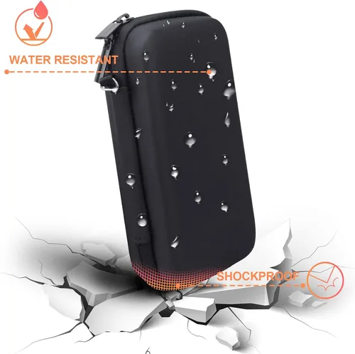 Vista 5 de BOVKE Estuche de viaje para suministros para diabéticos, bolsa de transporte para kit de prueba de diabetes, medidores de monitor de glucosa en Negro