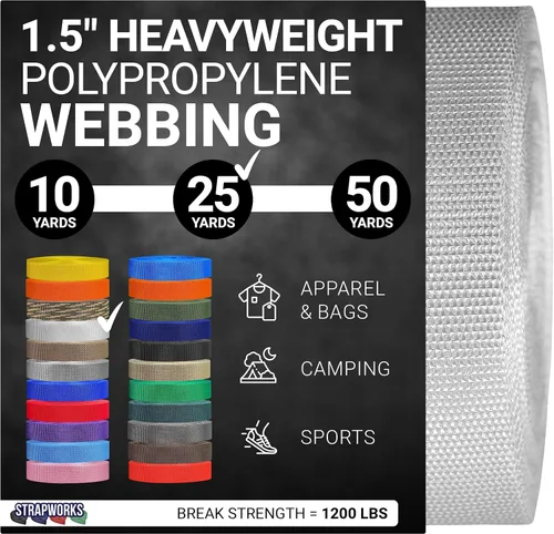 Vista 52 de Strapworks Heavyweight Polypropylene Webbing - Heavy Duty Poly Strapping for Outdoor DIY Gear Repair, 1.5 Inches
