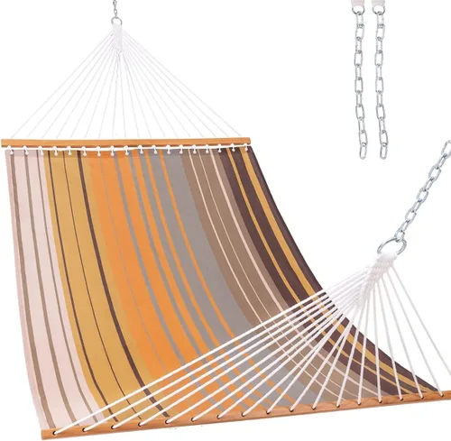 Vista 14 de Lazy Daze Hamacas Hamaca de secado rápido con barra separadora de tela Textliene, hamaca doble para 2 personas con cadenas para exteriores, patio