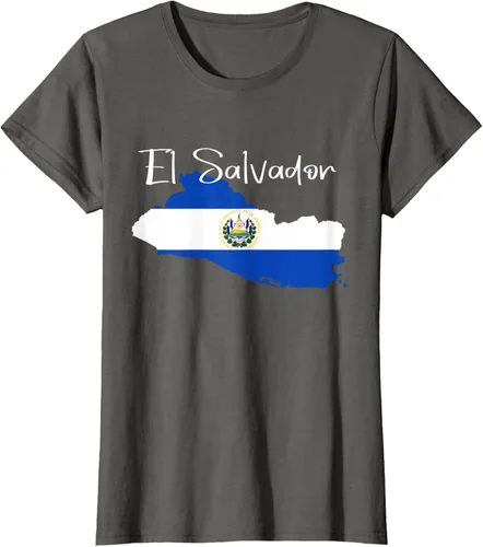 Vista 8 de Camiseta con la bandera de El Salvador, mapa de El Salvador, camiseta de Salvador para mujer