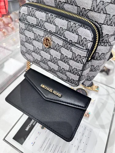Vista 3 de Michael Kors Maisie XS 2IN1 Mochila Cartera Bolso Jacquard Cuero Negro