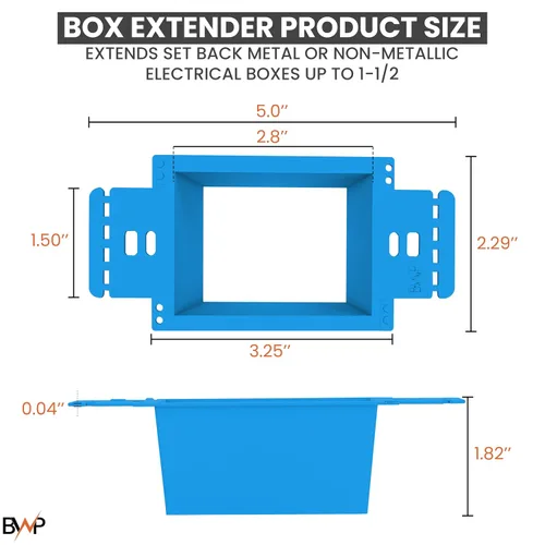 Vista 2 de BWP Paquete de 1 Extensor de Caja de Toma Eléctrica de 1 Banda - Extensor de Caja Eléctrica con 2 Tornillos - Extensor de Caja de Toma de Banda Única