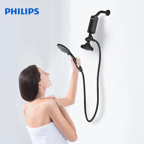 Vista 8 de PHILIPS Filtro de ducha AWP1775BK/37, suavizador de agua para agua dura, filtración de ducha con doble malla, reduce cloro/impurezas/sedimentos