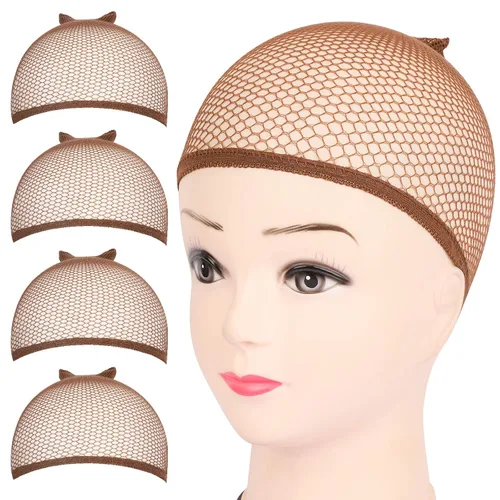 Vista 9 de Fandamei Gorra de peluca HD, gorras de peluca ultrafinas de color marrón oscuro, 4 gorras de peluca de nailon súper finas para mujer, elásticas