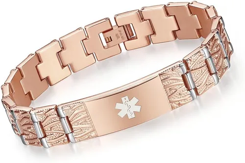 Vista 9 de LinnaLove Las pulseras de alerta médica para hombres Meridian acero inoxidable pulseras de identificación médica con grabado gratuito