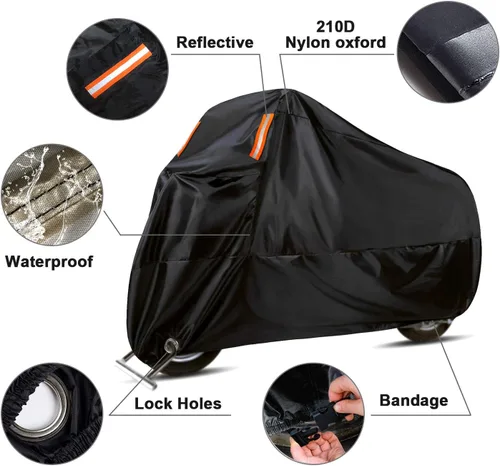 Vista 2 de WinPower Funda Impermeable para Motocicleta para Exteriores Protección contra Todo Clima Invierno Nieve Universal Cubierta para Motocicleta