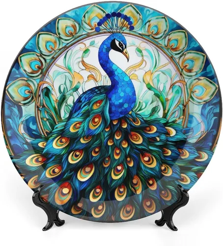 Vista 15 de Platos decorativos con diseño de flores bohemias, platos de cerámica para decoración del hogar, platos de exhibición para sala de estar, cocina