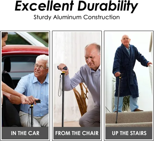 Vista 7 de Walking Cane PANZHENG Cane for Man/Woman Mobility & Daily Living Aids 5-Level Height Adjustable Walking Stick Comfortable Plastic T-Handle
