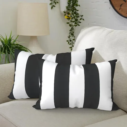 Vista 75 de DYTXIII Paquete de 2 almohadas lumbares impermeables para exteriores con rellenos, 12 x 20 pulgadas, almohada decorativa rectangular para patio