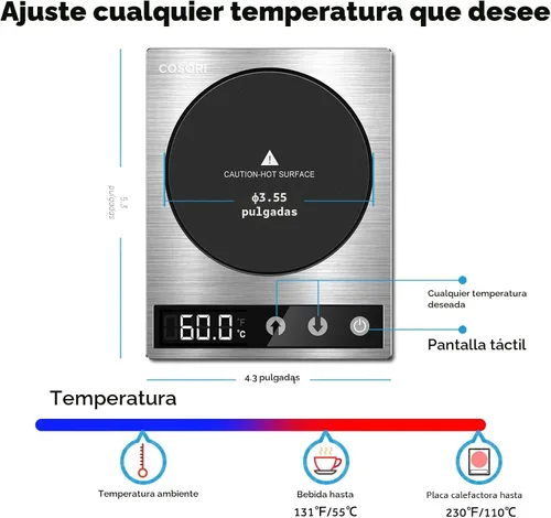 Vista 3 de COSORI Calentador de Taza de Café y Juego de Tazas para Escritorio, Calentador de Tazas, Regalos para Oficina y Navidad, Control de Temperatura