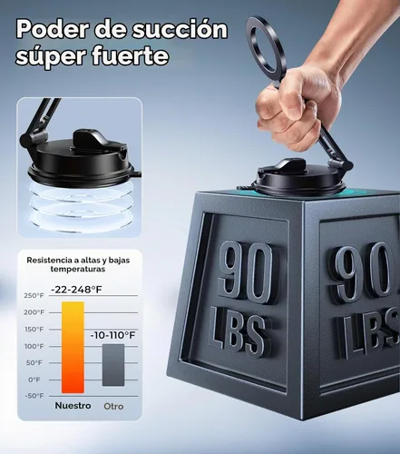 Vista 4 de Soporte plegable de succión al vacío: soporte magnético para teléfono de automóvil para magsafe, brazo de aleación aeroespacial, el mejor