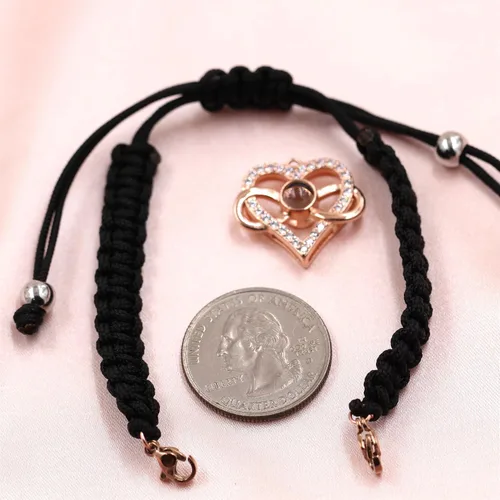 Vista 8 de Pulsera con texto en inglés "I Love You" en 100 idiomas, pulseras de proyección de corazón, cuerda trenzada ajustable, regalos de amor para mamá