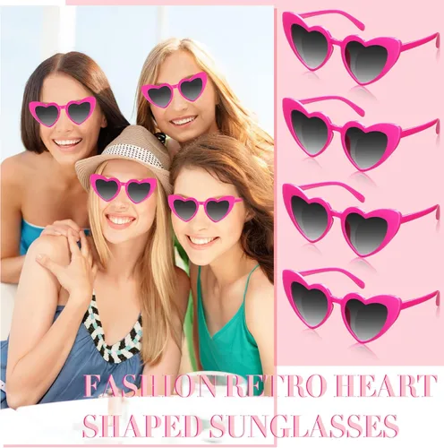 Vista 7 de 16 pares de lentes de sol retro en forma de corazón con forma de ojo de gato para mujeres y niñas, M