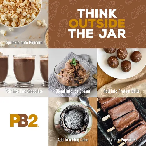 Vista 7 de PB2 Mantequilla de cacao de chocolate en polvo con cacao – 0.14 oz de proteína, 90% menos grasa, certificado sin gluten, solo 50 calorías por