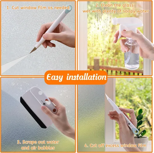 Vista 9 de HTVRONT Kit de Película para Ventanas - 4 Piezas Herramientas de Instalación de Película de Privacidad para Ventanas, Fácil de Aplicar Kit de Tinte