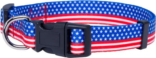 Vista 29 de Native Pup Collar de Perro con Bandera Americana - Rojo, Blanco y Azul - Collares Patrióticos para el 4 de Julio, EE.UU. - Ajustable para Perros