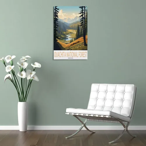 Vista 5 de Ouachita - Póster de viaje vintage del bosque nacional de Arkansas, 08 x 12 pulgadas (7.9 x 11.8 in), pintura en lienzo para sala de estar