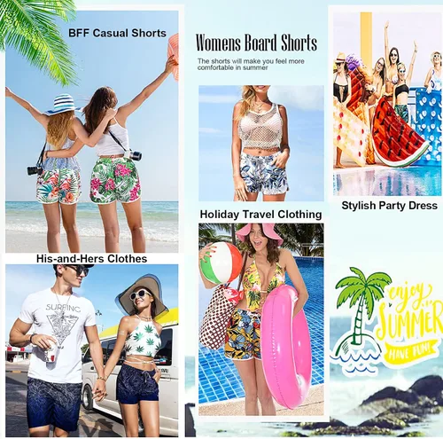 Vista 6 de visesunny Pantalones cortos de baño para mujer, diseño floral para playa