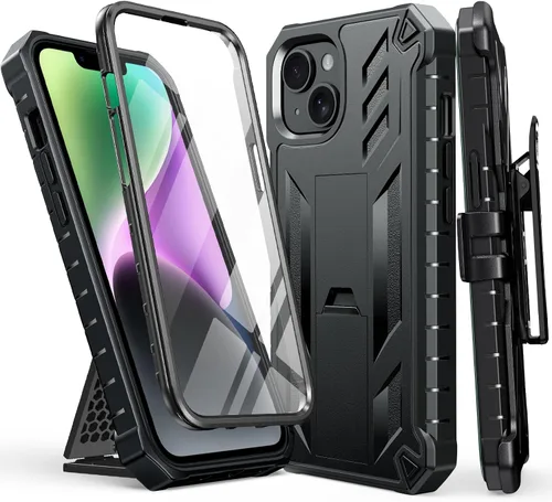 Vista 10 de FNTCASE Funda para iPhone 14 Plus: Cubierta protectora resistente de grado militar para teléfono celular con soporte y protección incorporada
