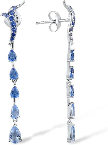 Vista 2 de Santuzza Aretes lineales de plata de ley 925 con circonita cúbica de cristal para mujer