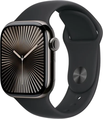 Vista 38 de Apple Watch Series 10 [GPS 42 mm] Smartwatch con caja de aluminio negro brillante y correa deportiva negra - M/L. Rastreador de fitness, aplicación