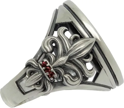 Vista 8 de Anillo de mujer de plata de ley 925 con medalla de San Benito, Fleur de Lis