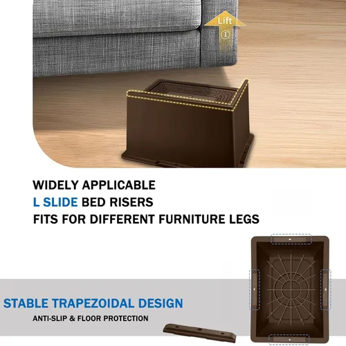 Vista 58 de ANNKUT Elevadores de cama de 2 pulgadas, resistentes, elevadores de sofá de gran tamaño, elevadores de muebles extra anchos para sofá, mesa