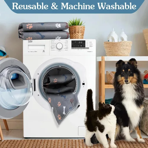 Vista 3 de Almohadillas lavables para orina para perros, paquete de 2 almohadillas reutilizables para cachorros, almohadillas de orina de perro de rápida