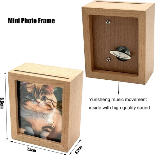 Vista 5 de HowlMoving Castle-Merry Go Round of Life Wind Up - Caja de música de madera maciza, mini marco de fotos, caja musical para mesa o escritorio, regalo