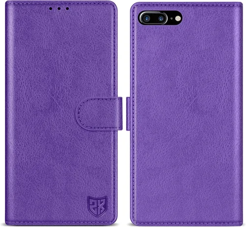 Vista 16 de ZZXX Funda tipo cartera para iPhone 7 Plus/iPhone 8 Plus con bloqueo RFID, ranura para tarjetas, función atril, cierre magnético, funda protectora