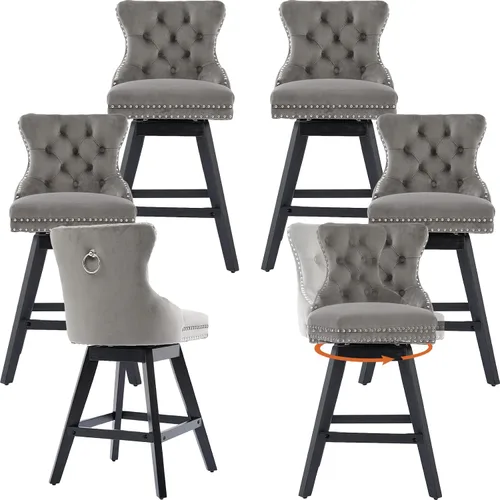 Vista 28 de Juego de 2 taburetes de bar giratorios modernos, taburetes de bar de 26.6 pulgadas de altura de mostrador beige con respaldo para isla de cocina