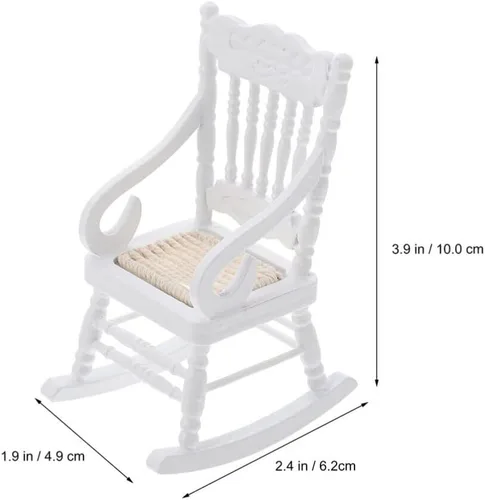 Vista 7 de TOYANDONA 2 sillas mecedoras de casa de muñecas, modelo de mini silla a escala 1/12 para muebles de casa de muñecas, accesorio de madera para sala