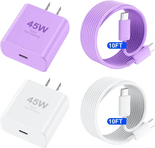 Vista 18 de Cargador para teléfono 17 16 Pro Max de carga rápida, 45 W USB C Phone 17 16 Bloque de carga súper rápido con cable de carga tipo C de 6.6 pies
