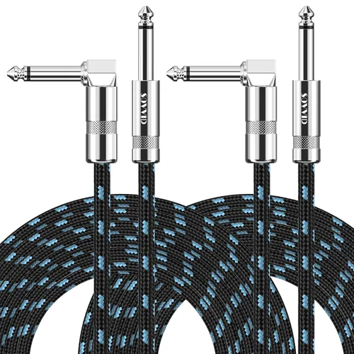 Vista 28 de Cable de Guitarra de 6 Pies Cable de Instrumento para Guitarra Eléctrica y Bajo, Teclado - Cable AMP de Ángulo Recto de 1/4 Pulgada, Negro