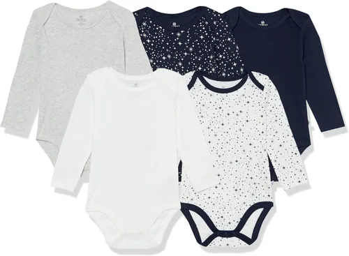 Vista 23 de HonestBaby Baby-girls - Paquete de 5 mamelucos de manga larga de una pieza 100% algodón orgánico para bebés y niñas Negro