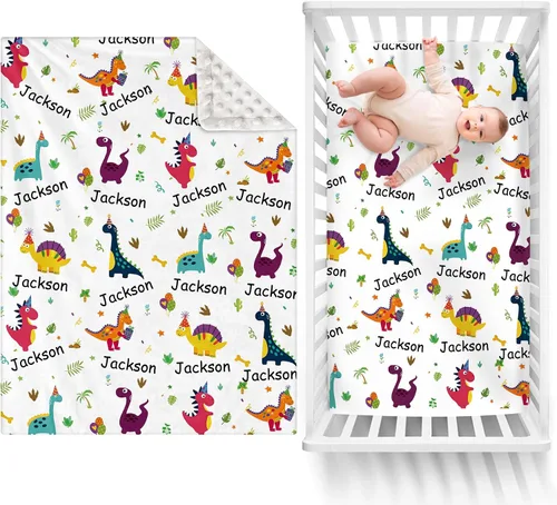 Vista 16 de Manta de bebé de doble capa con nombre personalizado, manta de ropa de cama para niños pequeños con estampado morado personalizado, multiusos