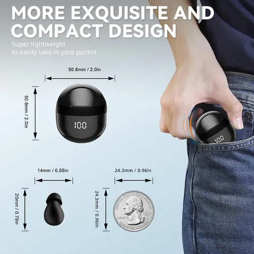Vista 3 de Mini auriculares invisibles inalámbricos Bluetooth, pequeños auriculares para pequeños canales de oídos, pequeños auriculares discretos para dormir